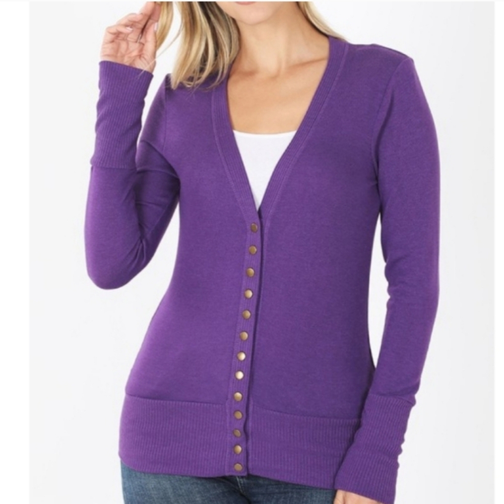 Purple button sweater cardigan
